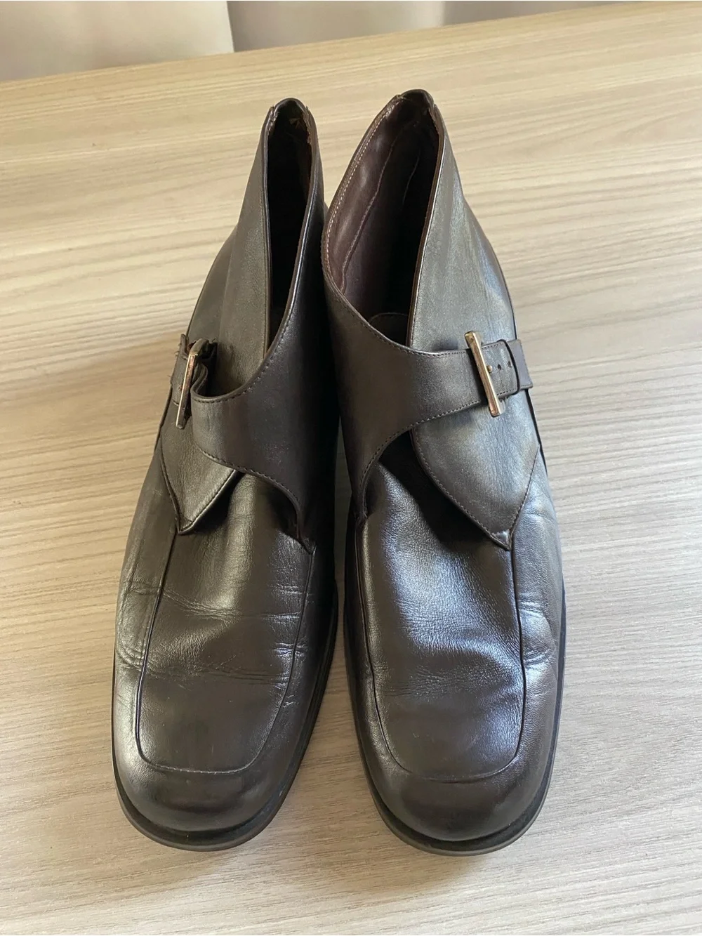 Women’s Etienne Aigner Dark Brown Leather Chukka Monk Strap ankle boots